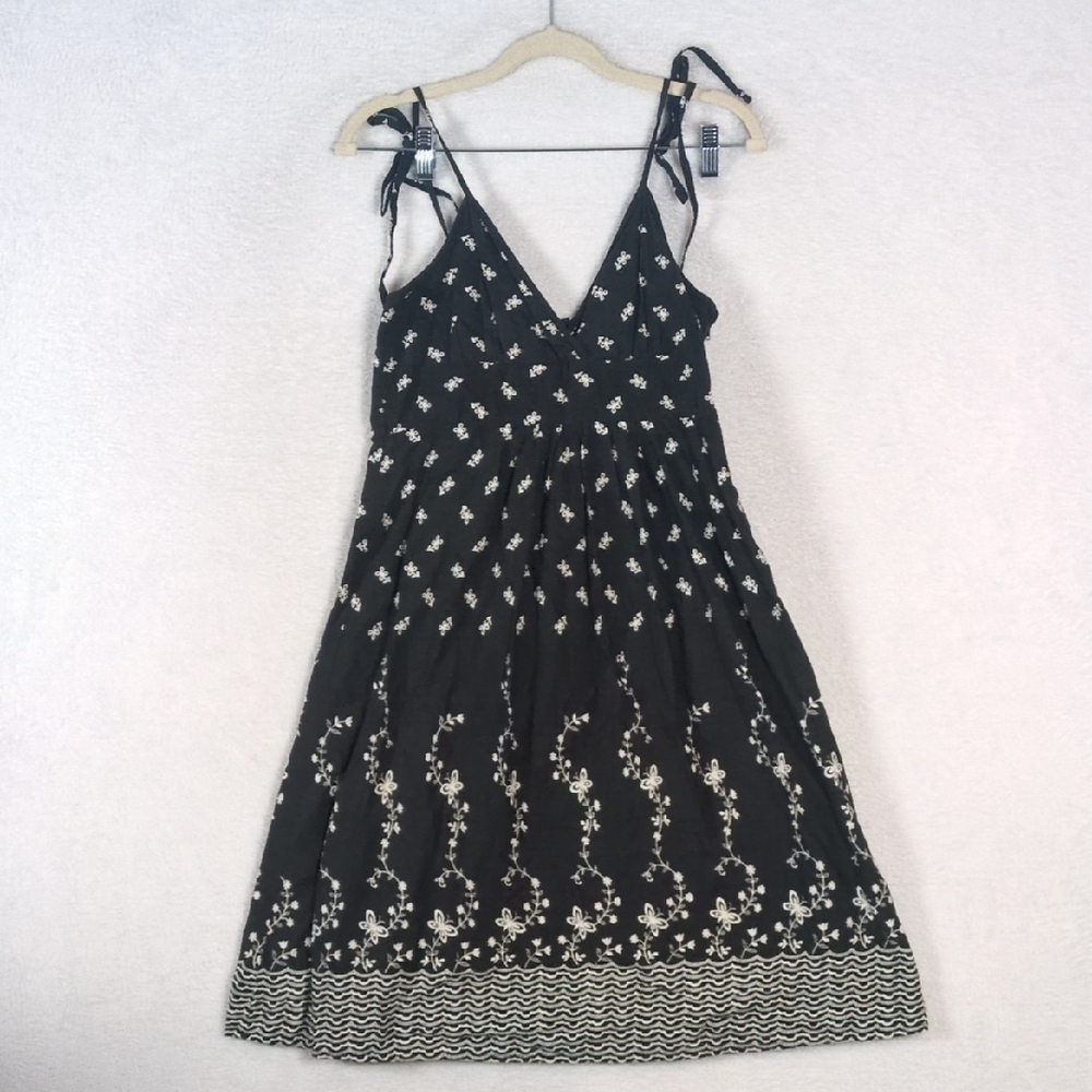Ambiance Apparel Women's Black & White Babydoll Sleeveless Dress Size M